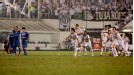 Santos celebrate beating Velez Sarsfield on penalties