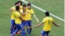Brazil celebrate after Neymar's stunning early goal against Japan