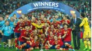 La Rojita celebrate their Under-21 Championship win in Israel