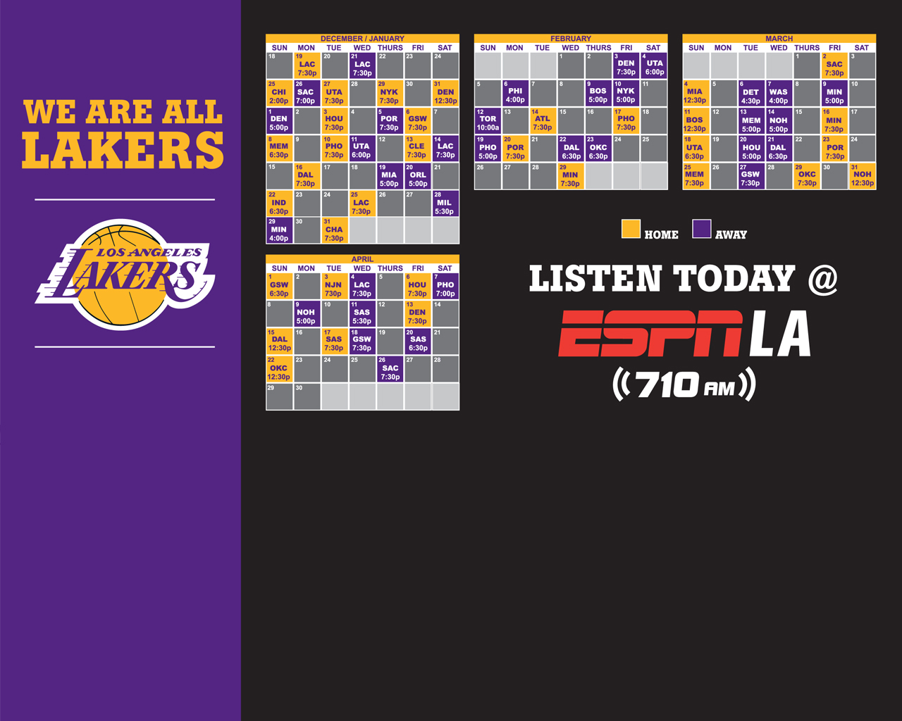 Lakers Printable Schedule