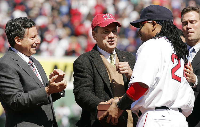 Overzealous fan shows split personality with Manny Ramirez jersey