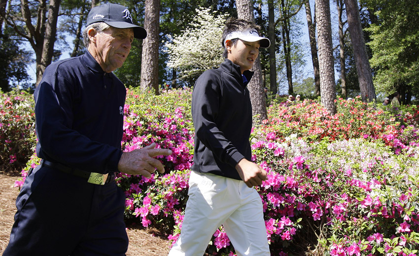 Danny Lee and Gary Player at the Masters