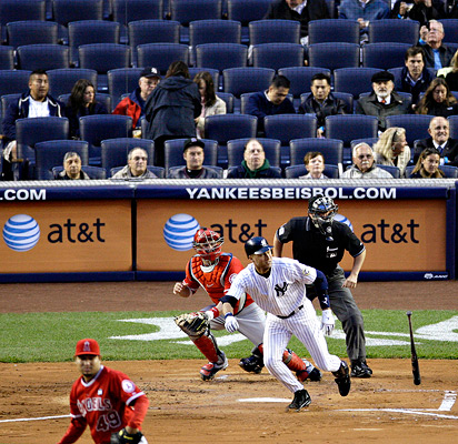 Yankee Stadium sea of blue - empty seats - at game time