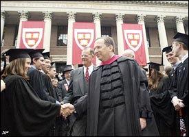 harvard commencement prepares diplomas summers lawrence nfl president hand