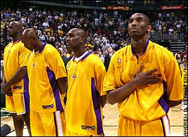 Shaquille O'Neal, Karl Malone, Gary Payton and Kobe Bryant