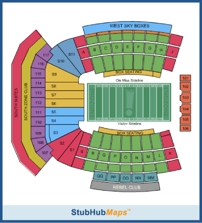 stadium seating vaught hemingway football ole miss notes