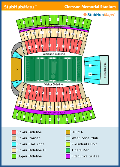 Clemson Football Stadium Chart