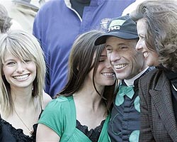 baze russell jockey tammy cassie daughters celebrates trinity ap second wife left right his