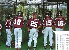 Kids in batting cages