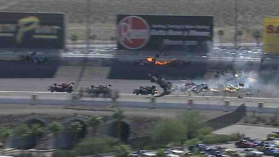 Dan Wheldon injured in fiery IndyCar crash at Las Vegas ESPN
