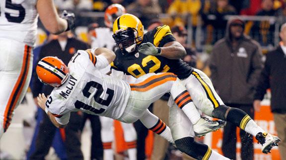 James Harrison Colt McCoy hit
