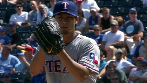 Darvish flirts with perfect game as Rangers roll