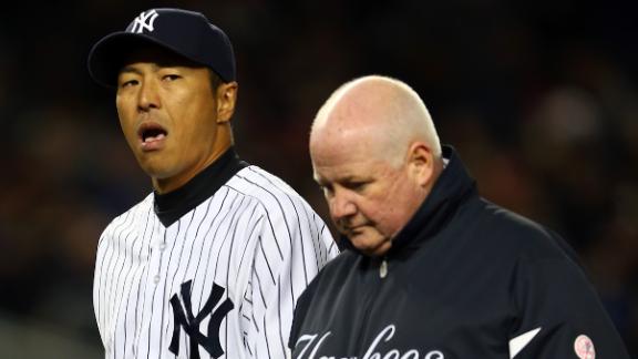 Yankees' Kuroda (hand) exits in 2nd inning