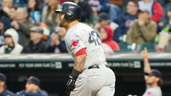 Red Sox use 7-run second to pound Indians