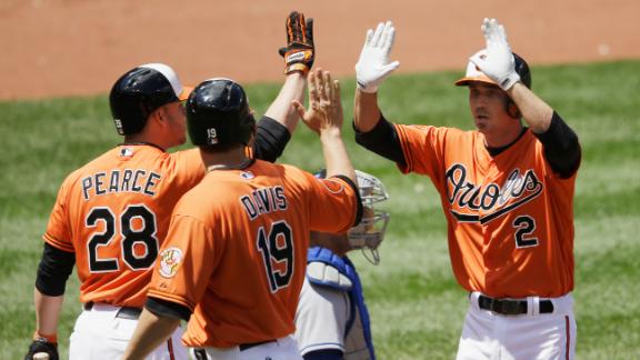 Reimold's key double lifts O's past Dodgers