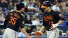 El primera base Chris Davis peg� vuelacercas para llegar a 16 y liderar las mayores en ese apartado, durante el triunfo de los Orioles de Baltimore por 10-6 sobre los Azulejos de Toronto.