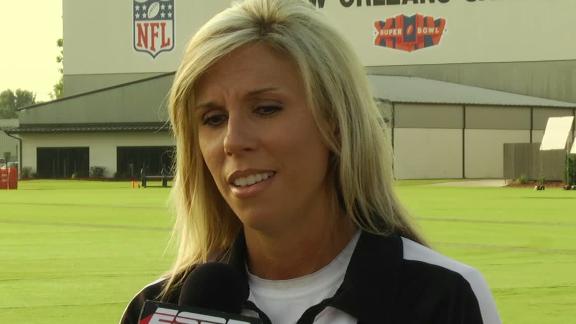 Female NFL official-in-training at Saints camp