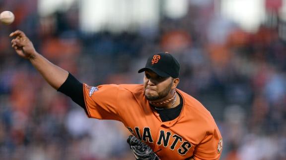 Giants' Petit one out from perfect in victory