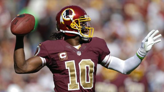 RG III looks at Peterson as he steps up play