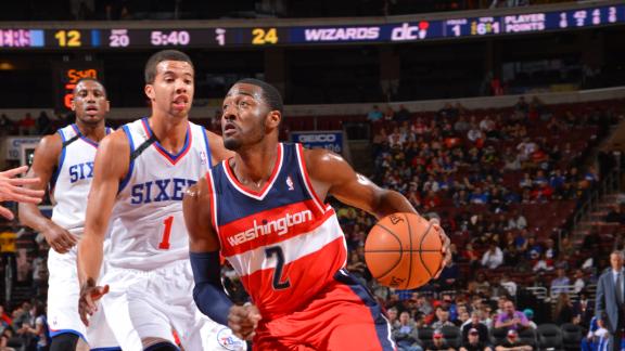 Wall leads Wizards past Sixers for first win