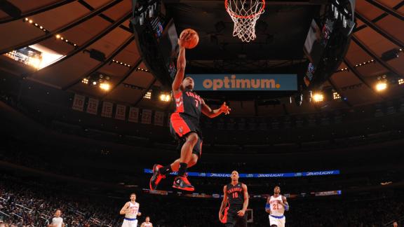 Raptors rally to knock off Melo-less Knicks