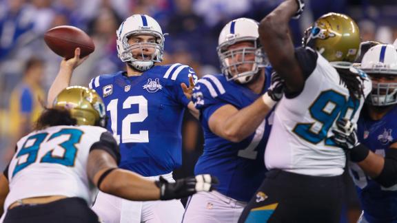 Colts roll into playoffs with rout of Jaguars
