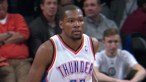 Durant's 30 streak ends as Thunder romp