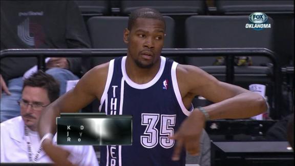 Durant scores 36 as Thunder edge Blazers