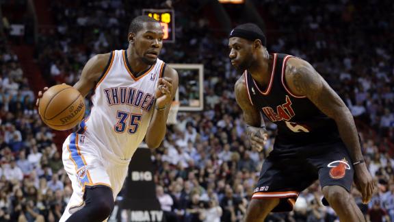 Oklahoma City Thunder's Kevin Durant -- winning first MVP award…