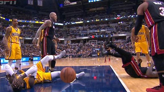 LeBron Elbows Hibbert In The Face