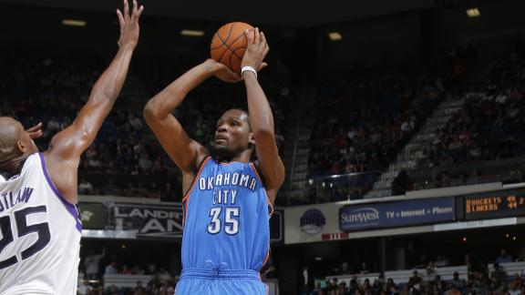 Durant's streak ends at 41 as Thunder roll