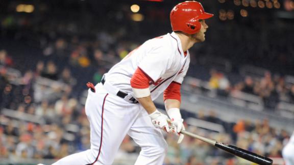 Nats' Harper exits for thumb; X-rays negative