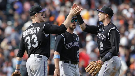 Morneau's big hit caps sweep of Giants in SF