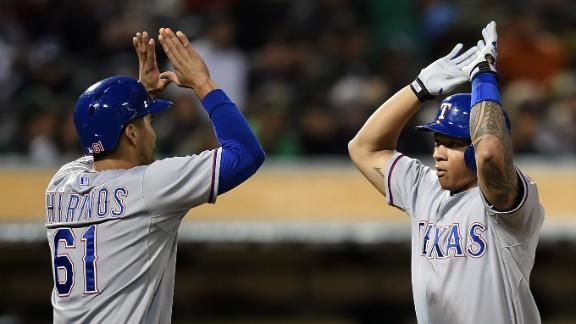Rangers belt 4 homers in romp at Oakland