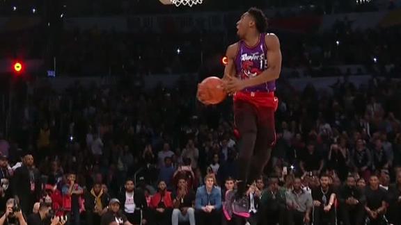 Image result for Mitchell beats out Nance to win Slam Dunk contest