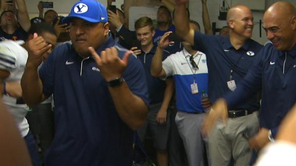 Byu Head Coach Busts A Move After Win