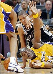 Shaquille O'Neal and Tim Duncan