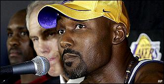 Gary Payton, Mitch Kupchak and Karl Malone