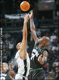 Tim Duncan and Kevin Garnett