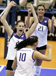 washington volleyball celebration