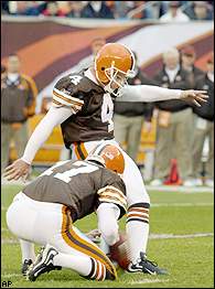 Phil Dawson had four field goals for Cleveland, the longest for 33 