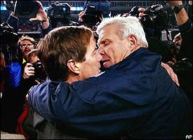parcells bill belichick embraces patriots win right after