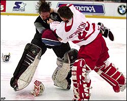 Patrick Roy and Mike Vernon