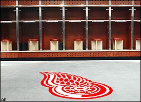 Detroit Red Wings locker room
