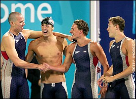 Klete Keller, Michael Phelps, Ryan Lochte and Peter Vanderkaay