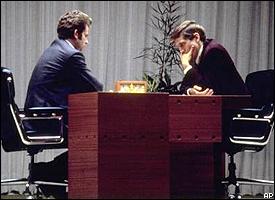 Bobby Fischer, right, and Boris Spassky