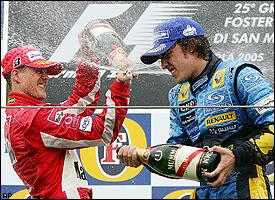Fernando Alonso, right, and Michael Schumacher