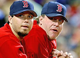 Josh Beckett, left, and Curt Schilling