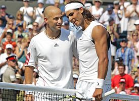 Andre Agassi, left, and Rafael Nadal.