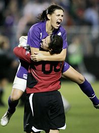 Christine Sinclair, left, and Cori Alexander.